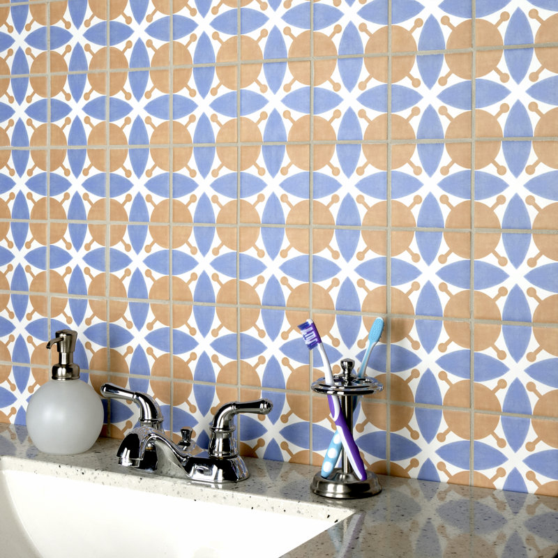 Revival Leaf Mini 4" x 4" Ceramic Patterned Wall & Floor Tile
