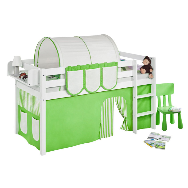 Basic Bed Frames Mid Sleeper Loft Bed by Lilokids, 90 x 190cm, Green/Beige