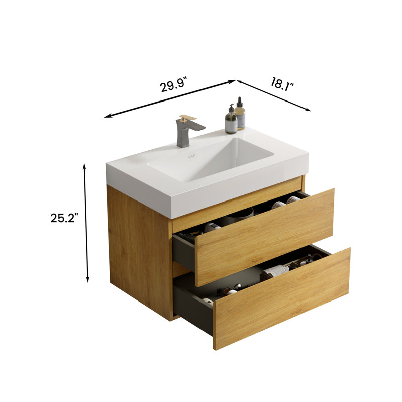 Crystel 29.9'' Single Bathroom Vanity with Solid Surface Top