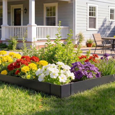 Galvanized Steel Landscape Edging,  40 x 6 Inch Metal Edging for Landscaping with 14 Mounting Clips, Heavy Duty Metal Garden Edge Border for Flower Bed, Yard Pathway, Black