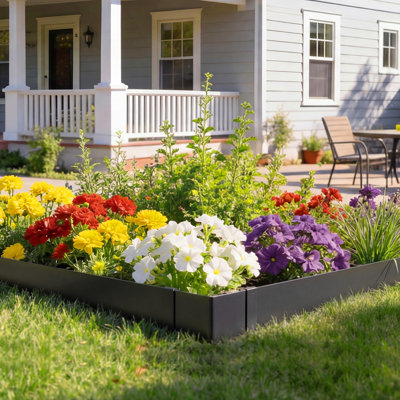 Galvanized Steel Landscape Edging, 40 x 8 Inch Metal Edging for Landscaping with 26 Mounting Clips, Heavy Duty Metal Garden Edge Border for Flower Bed, Yard Pathway, Black