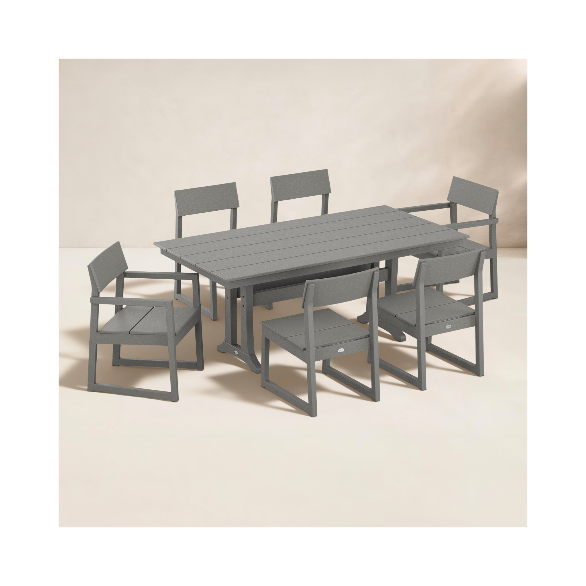 Edge 7 Piece 72.25'' Farmhouse Dining Set, Slate Gray