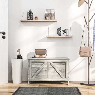 Accent Cabinet, Farmhouse Storage Chest, Lift Top Box Organizer With Safety Hinge To Open Up 100°
