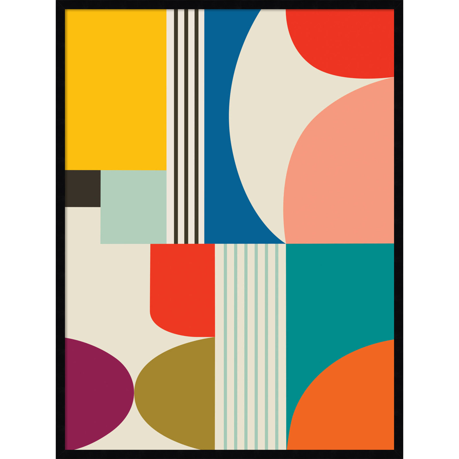 Mid Century Modern Pattern by Rachel Lee, Black, 41" H x 31" W x 1" D