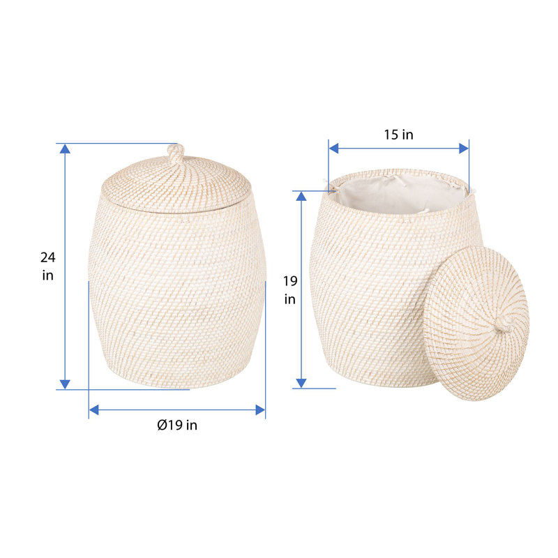 Quamba Laundry Hamper, White Wash