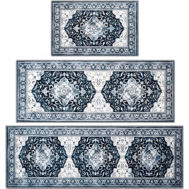 Ensemble de tapis de cuisine 3 pièces - [Couleur non spécifiée] - Boho / antidérapant, lavable, épais, décor de cuisine de ferme, tapis de couloir de cuisine, vestibule, buanderie, couloirs