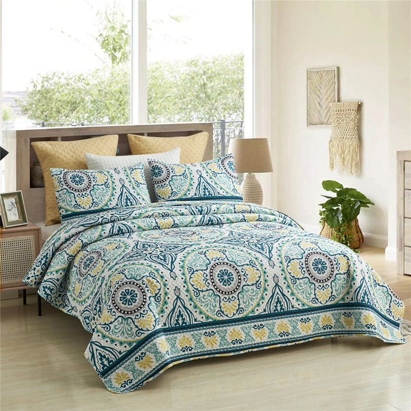 Quilt, King Quilt +2 Standard Shams, Floral 1