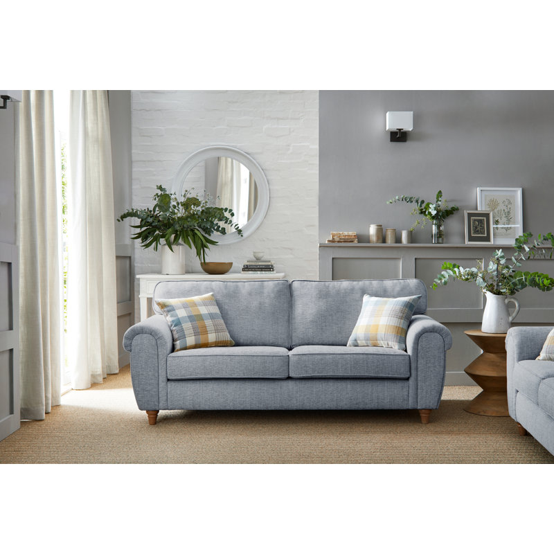 Vivo 3 Seater Round Arm Sofa , Blue