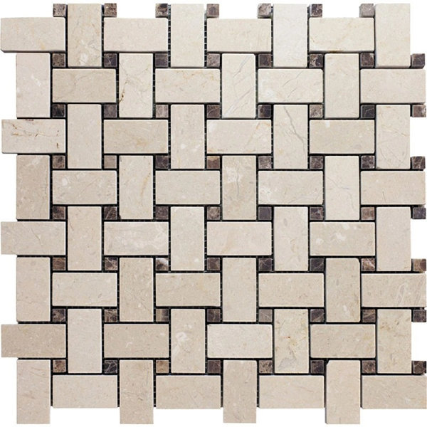 12" X 12" Basketweave Marble Mosaic Tile