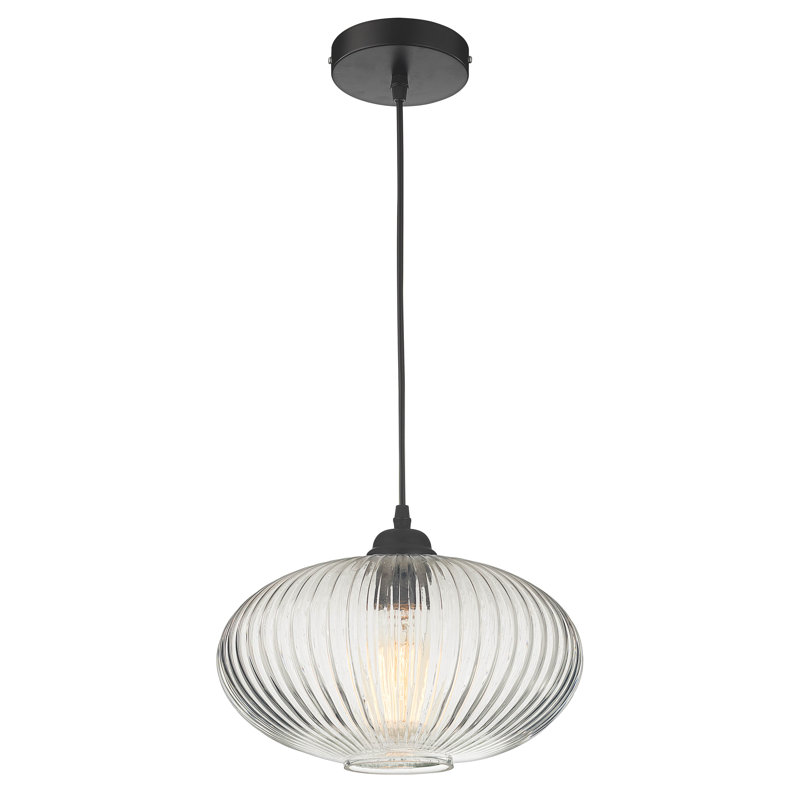 Modern Matte Black Globe Pendant Light with Clear Glass Shade