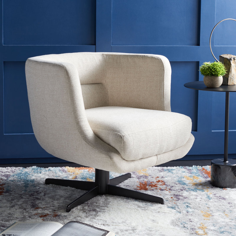 Fauteuil demi-tonneau pivotant de 27,17 po Arnelle, 100% polyester crème