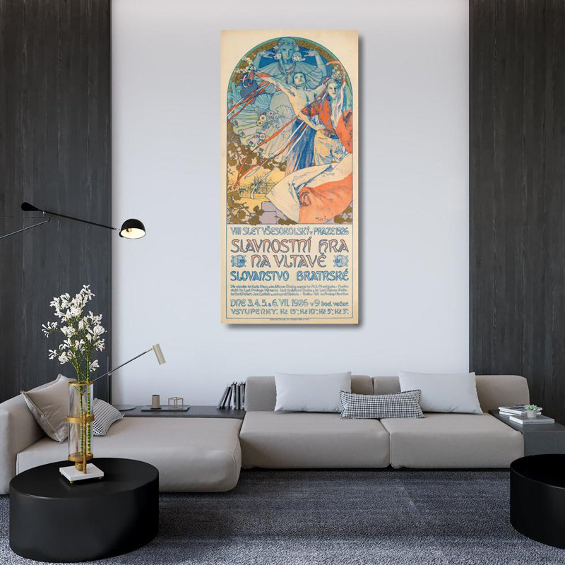 "Affiche pour le Festival Sokol à Prague" par Alphonse Mucha - Art mural sur toile tendue avec châssis, H 48 po x l 33 po