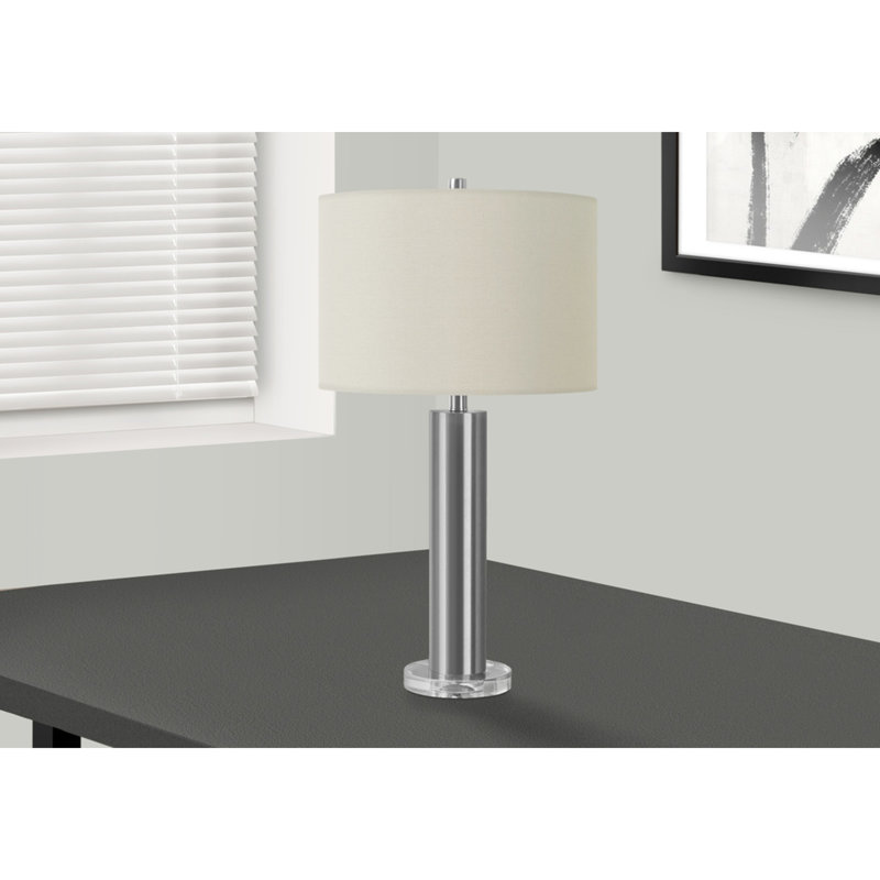 Lighting, 28 po, lampe de table, abat-jour, contemporain, Argent argent, Beige