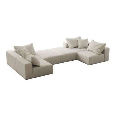 Canapé modulaire rembourré en L Tomeco avec 7 coussins Tomeco