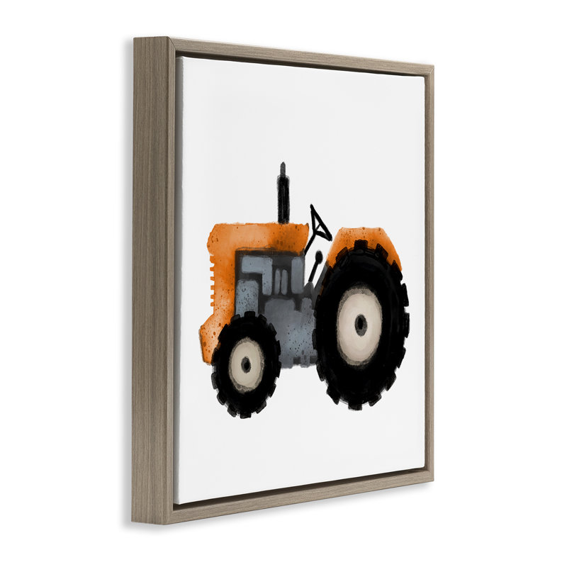 "Farm Tractor", encadrée par Elizabeth Medley, Cadre flottant orme Montalcino, H 18 po x l 18 po