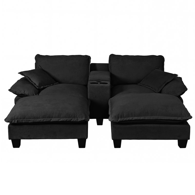 Canapé modulaire Cloud, voilier avec porte-gobelets et rangement, Noir