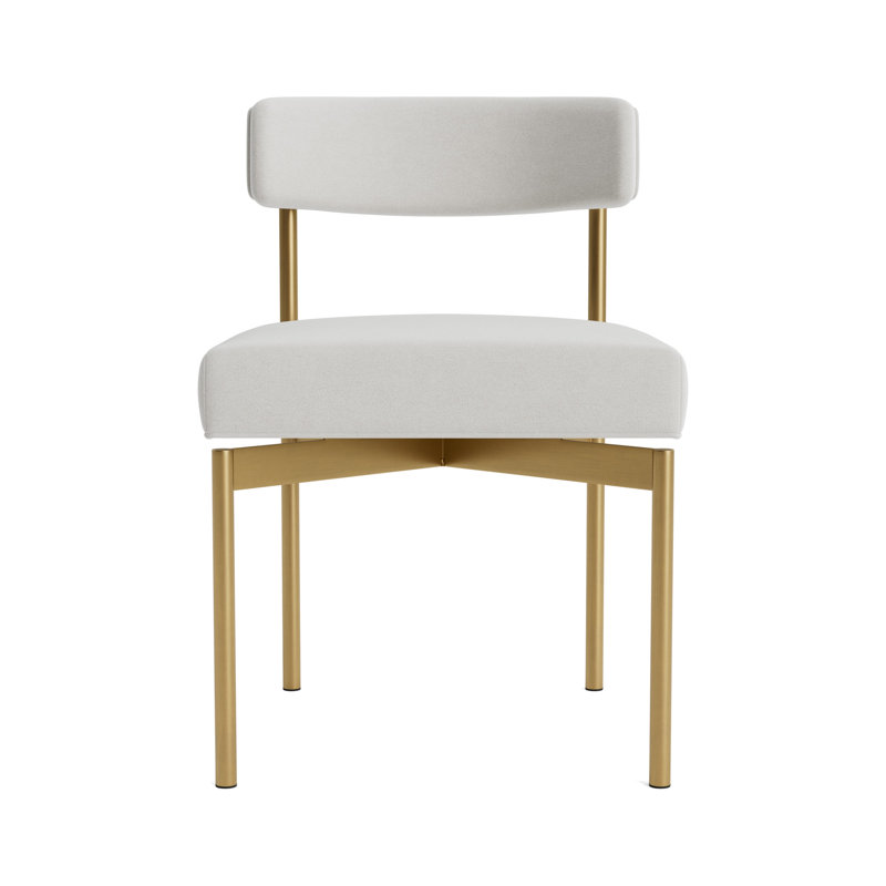 Remy Upholstered Dining Chair, Performance Velvet - Silver, Brushed Brass