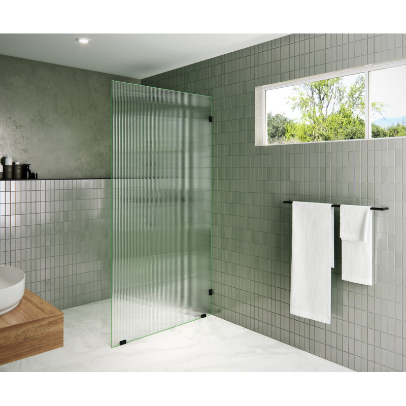 Gaia 40 in. x 78 in. Frameless Fluted Single Fixed Shower Panel, Matte Black