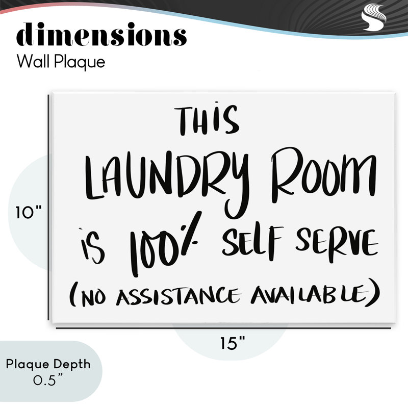 Plaque murale «Self Serve Laundry» sans assistance, design par SD Graphics Studio, H 10 po x l 15 po