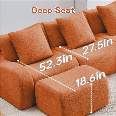 Canapé à trois places désossé Tissu en peluche de haute qualité, aucun assemblage requis. Accoudoir incurvé. Conception ergonomique.