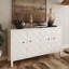 Armoires | Buffet de rangement 4 portes en bois, tablettes réglables, blanc cassé, bois d'ingénierie durable | Shabby Chic | Salon