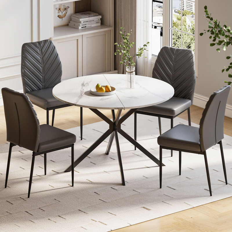 4 - Person Dining Set, White, Grey