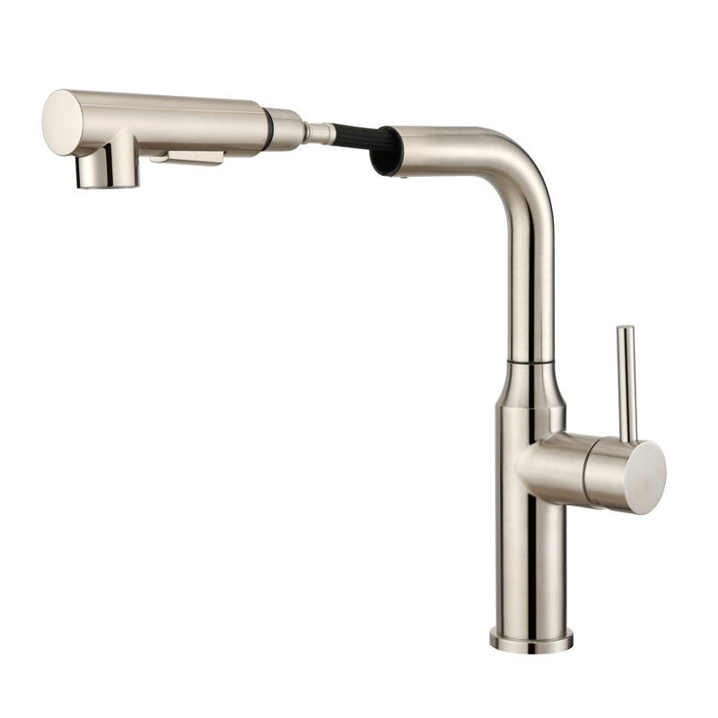 Robinet de cuisine escamotable à une poignée Frank, sans plomb, nickel brossé, Brushed Nickel