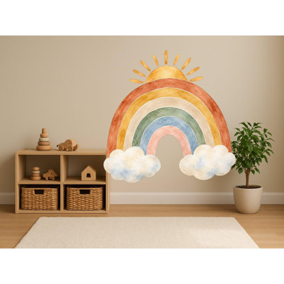 Large Boho Rainbow Wall Decals, Set of 8 Peel and Stick Nursery Wall Stickers, Satin Finish Removable Kids Room Wall Art, 20"W x 20"H (50 x 50 cm)