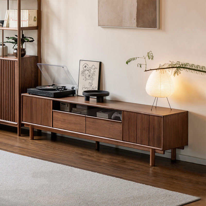 Meuble télé de rangement en bois massif pour le salon, H 19,7 po x L 70,9 po x l 15,70 po