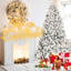 Arbre de Noël floqué de 4,5 pi, 250 ul - éclairage, 24 branches de pin, branches enneigées, 498 pointes, structure à charnières, base en métal pour créer des lumières joyeuses, arbre réaliste pour la décoration intérieure