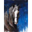 Cheval brun sur fond bleu - Toile encadrée