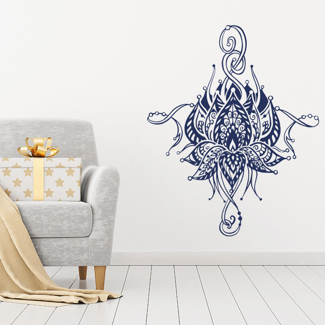Décalcomanie murale fleur lotus Buller, Bleu marine
