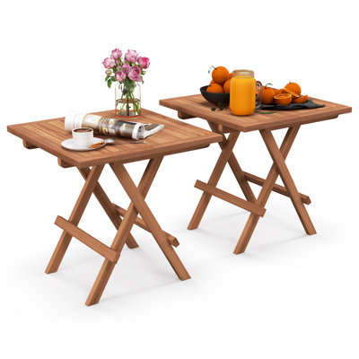 Patrekur Square Teak Folding Outdoor Side Table , 20'' in. W 20'' in. D