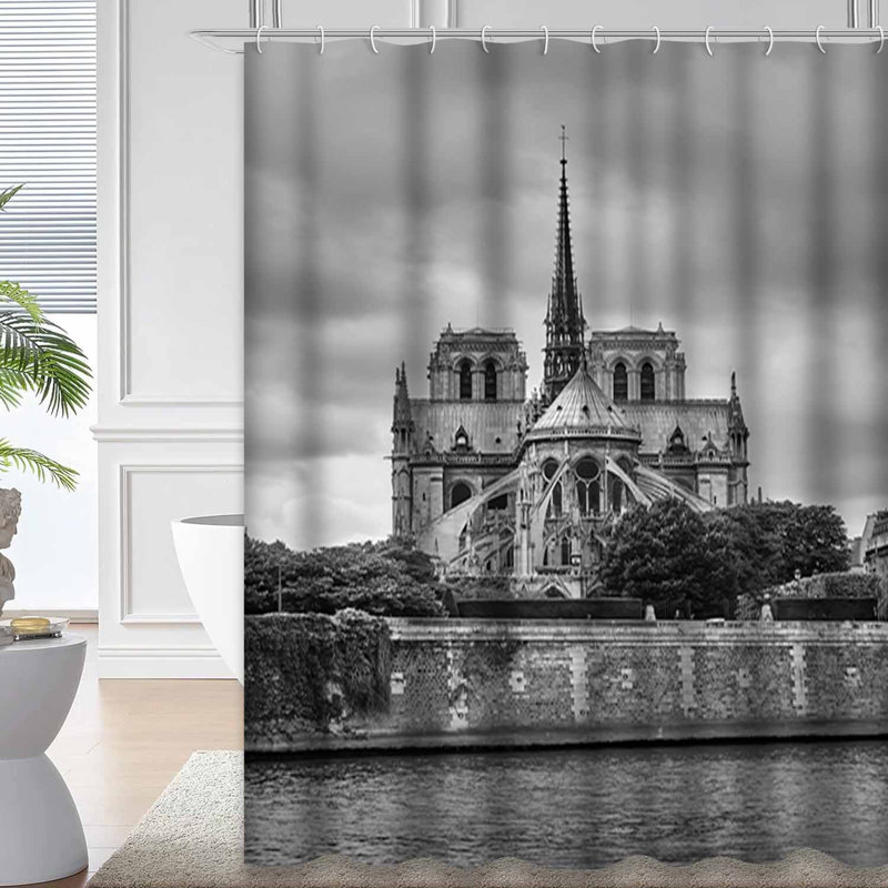 Rideau de douche cathédrale avec 12 crochets Cathédrale Paris, L 72 po x l 72 po