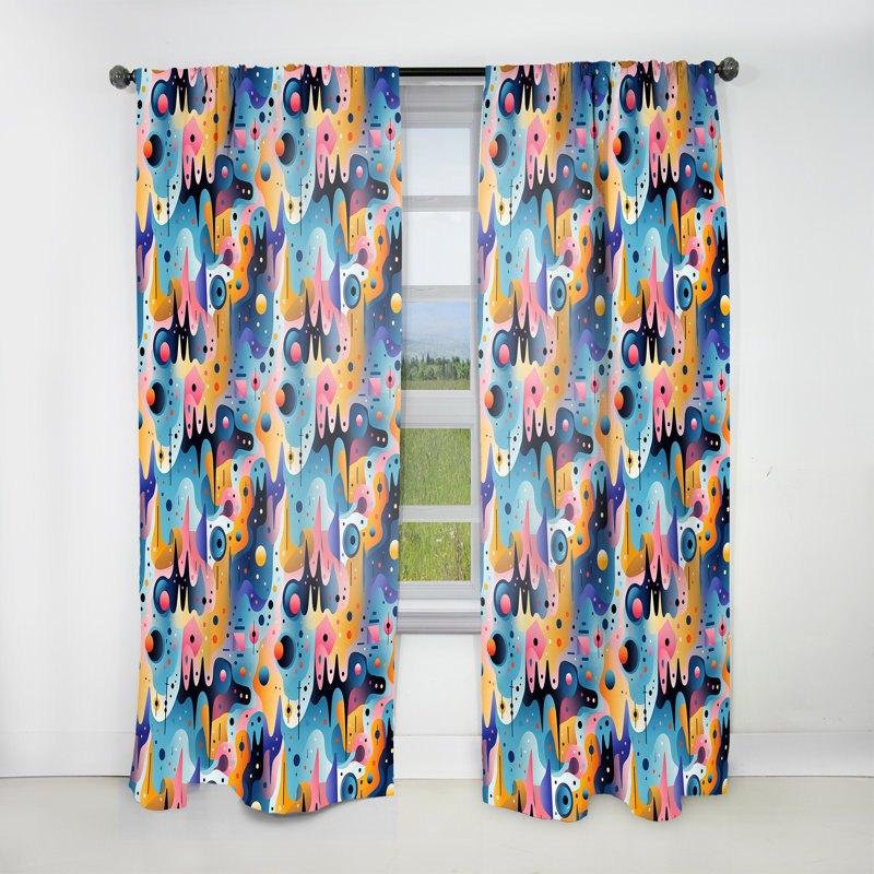 Multicolore motif géométrique frais et génial I - Rideau moderne - Velours obscurcissant - 1 panneau, L 52 po x L 95 po