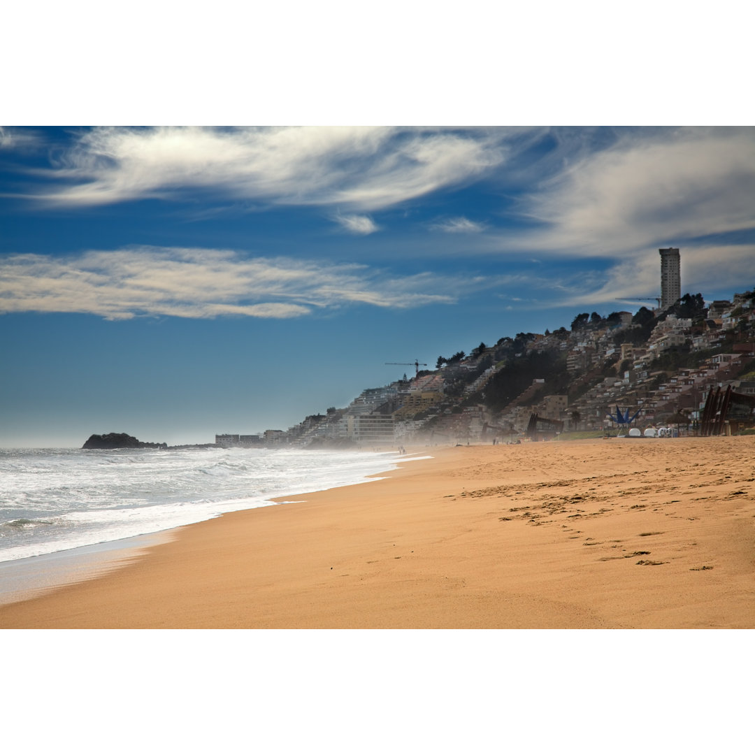 Beach At Vina Del Mar by Zhuzhu - Wrapped Canvas Print