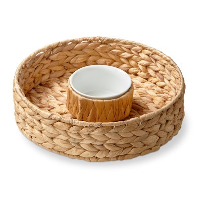 Round Water Hyacinth Chips And Dip Platter