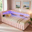 Lit de jour rembourré avec lumières DEL, ports USB et lit gigogne escamotable-441099949