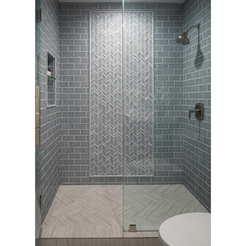 Nabi Subway 3X6 Crackled Glossy Glass Tile, Arctic Blue