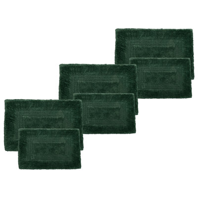 Lavish Home Bathroom Rugs - 6-Piece Cotton Bathroom Mat Set - Machine Washable Bath Mats for Bathroom, Kitchen, or Laundry Room (Green)