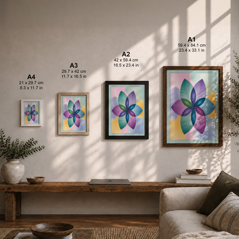 Pastel Petal Bloom Geometric - Print, Unframed, A2 - 59.4 x 42.0 cm