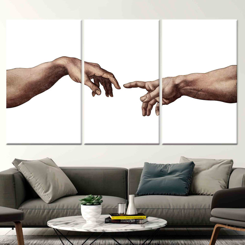 Michelangelo's création d'Adam: art mural sur toile de qualité supérieure, toile tendue 3P, H : 47,2 x L : 59,1 pouces