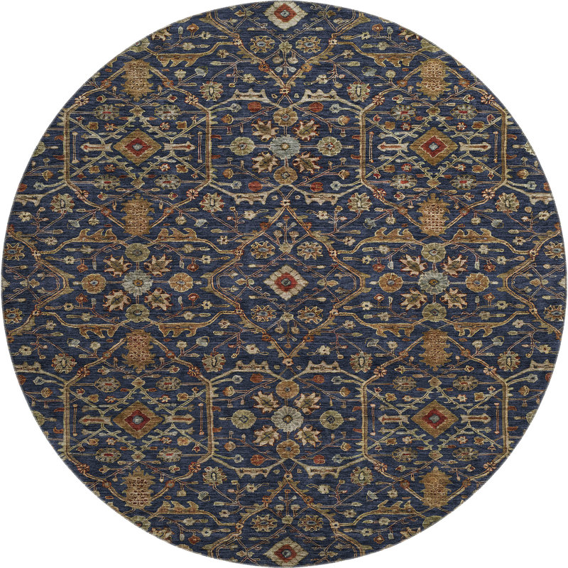 Premium Machine Washable Ducote AMF1130 Global Rug, Rond 8 pi