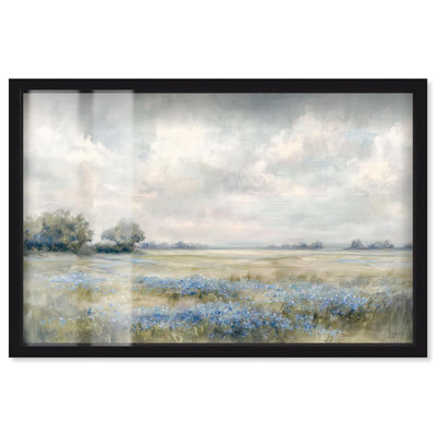 Décoration murale rétro Pastel Prairie Dreams Shadowbox par Art Remedy, cadre noir, 46 x 31