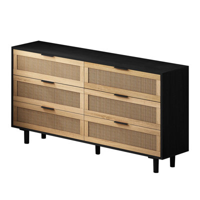 Armoire de rangement en rotin 6 tiroirs