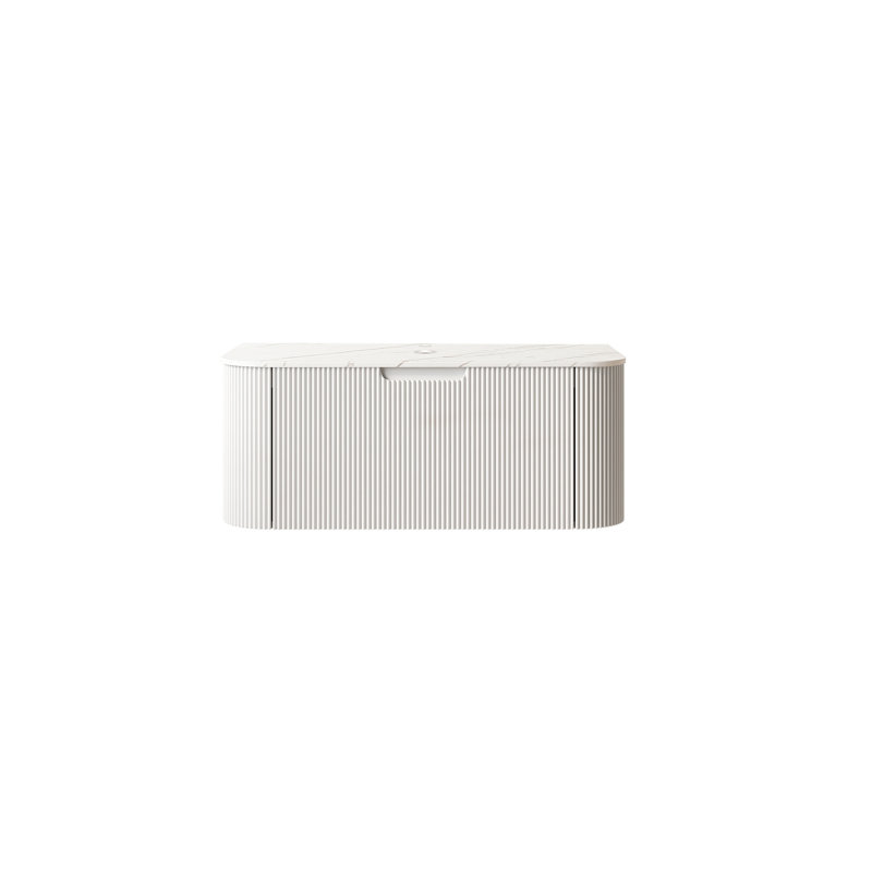 Armoire murale en contreplaqué 36 po avec comptoir en pierre frittée blanc de Carrare, 36", Blanc