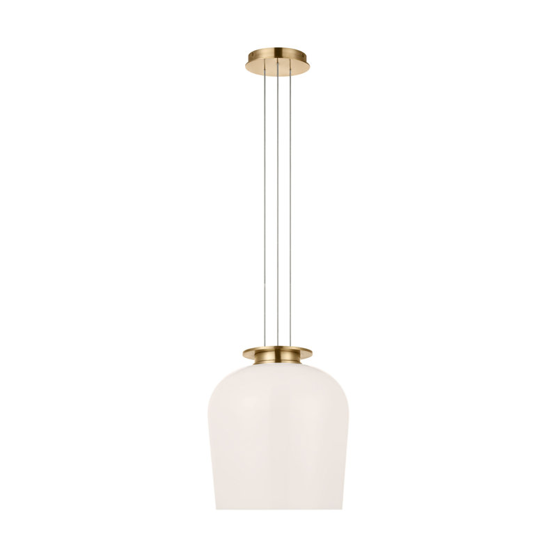 Vetro 1 - Light LED Pendant, Hand Rubbed Antique Brass