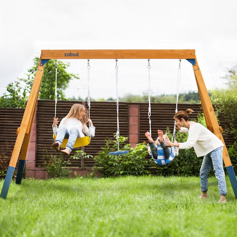 Wooden Swing Set with Swings
