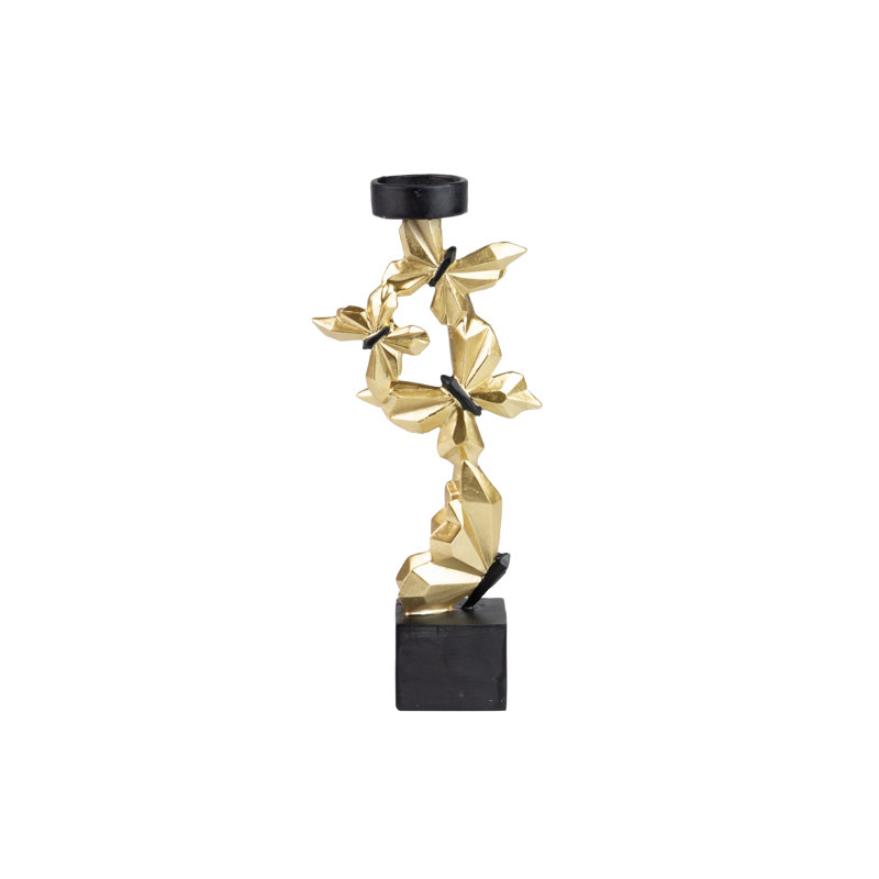 Resin Tabletop / Centrepiece Candlestick, Black/Golden
