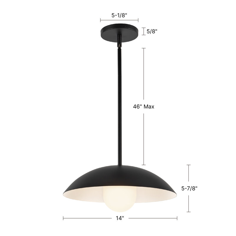 Umbra 14-in Black Pendant, Matte Black/White